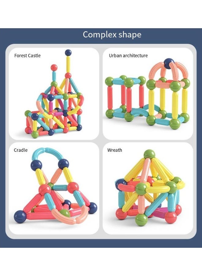 77-PIECE MAGNETIC BUILDING BLOCKS MAGNETIC INTERLOCKING TOY SET: SUITABLE FOR CHILDREN'S stem EDUCATION LEARNING TOYS - mASONTIRO-STYLE FUN INDOOR PRESCHOOL ACTIVITY GIFT, SUITABLE FOR CHILDREN OVER 3 YEARS OLD TO USE - Image 2